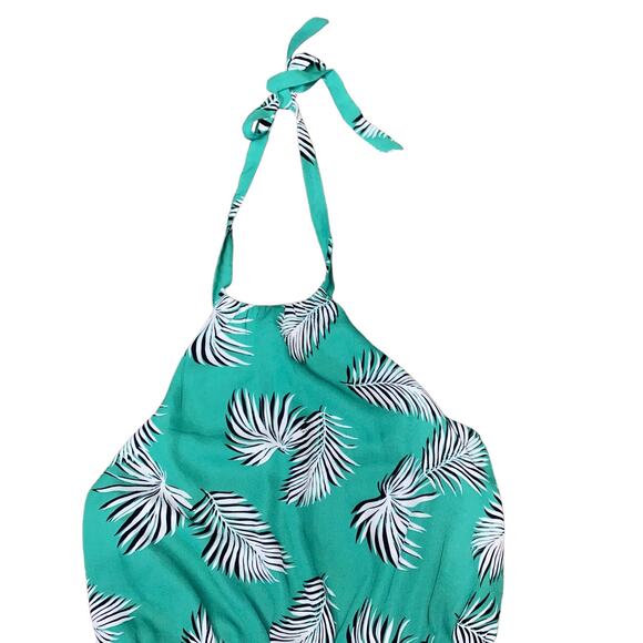Forever 21 Green Tropical Hawaiian Halter Sleeveless Romper Women's Size Medium - Picture 3 of 7